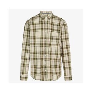Signal Clothing Beige With Brown & Green Plaid Long Sleeve Button Up Shirt